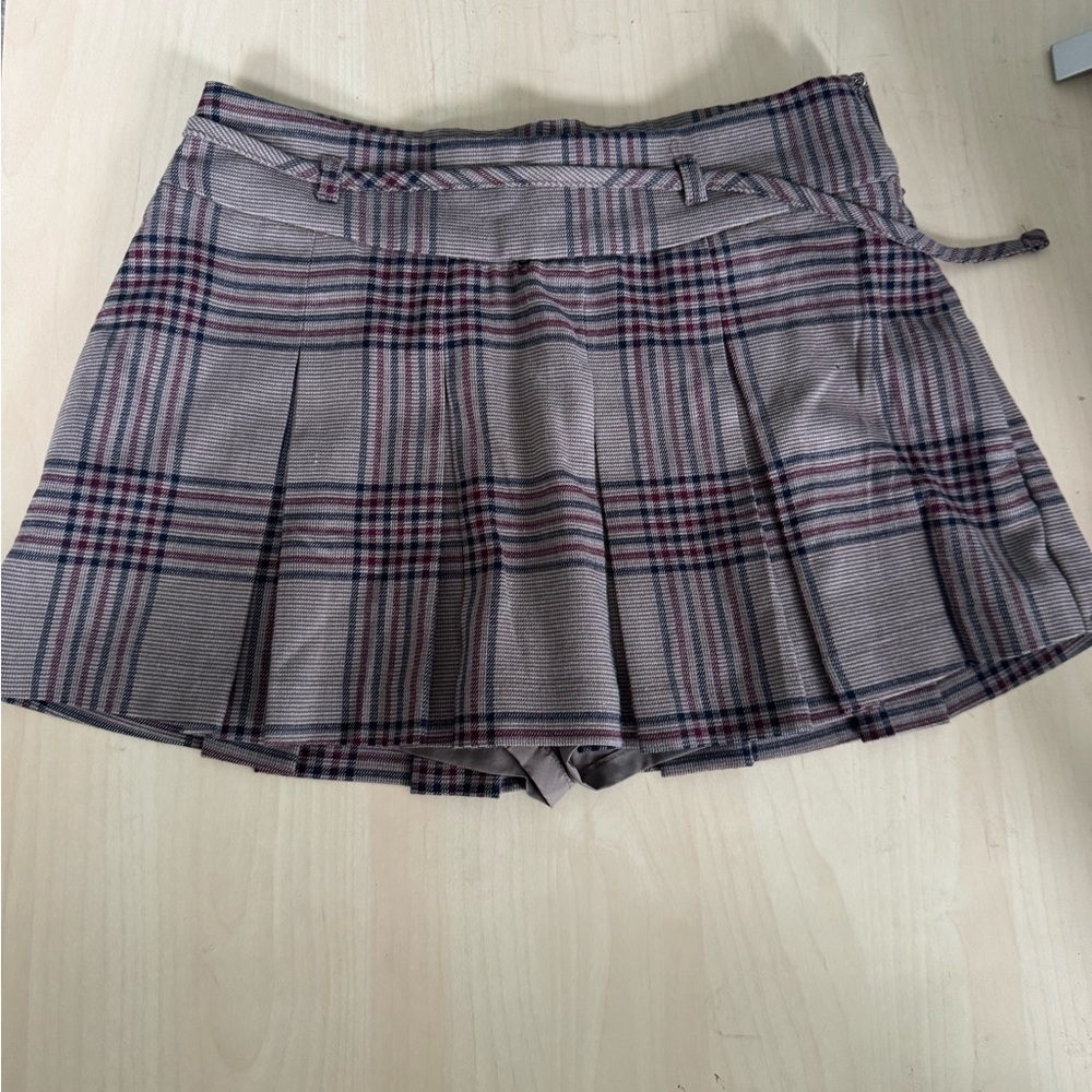 Hollister Plaid Skirt in Brown and Red